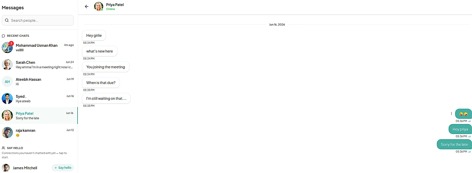 Real-time chat with your connections